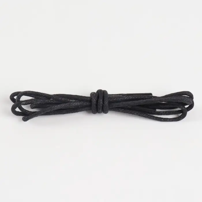 Шнурки для обуви, пара, круглые, вощёные, d = 2,5 мм, 60 см, фасовка 25 шт, цвет чёрный