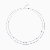 Бусы с жемчугом &laquo;Бусина&raquo; два ряда №4+6, цвет белый в серебре, 50 см