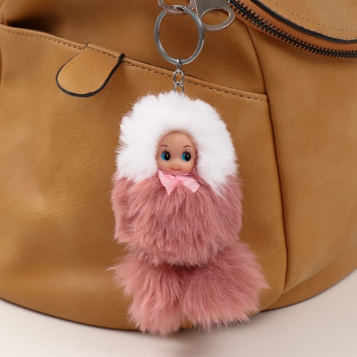 Пушистик на кольце "Малышка в шубке" МИКС 11 см