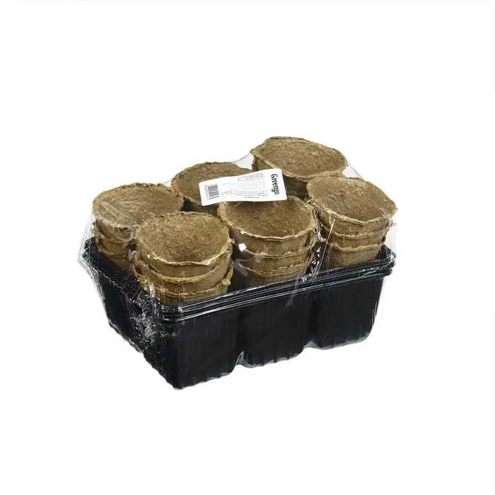 Набор для рассады: торфяной горшок 6&times;6 см, кассета на 6 ячеек, 17.5&times;13.5 см, Greengo