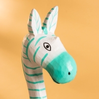 Сувенир &laquo;Зебра&raquo;, 13&times;7&times;52 см, дерево, бело-бирюзовый