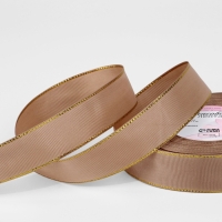 Лента репсовая 25мм*25&plusmn;1ярд(23м&plusmn;1м) золотые нити №173 бежевый АУ