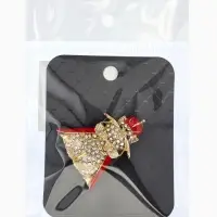 Брошь "Кошка Царица", цвет красно-белый в золоте