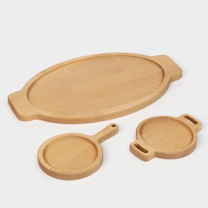 Подарочный набор деревянной посуды Adelica &laquo;Кухни мира&raquo;, доски для подачи 3 шт: 43&times;25 см, 21&times;14 см, 18&times;14 см, берёза