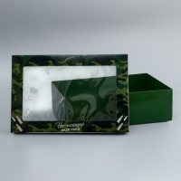 Коробка складная, крышка-дно, "23 Февраля", 30 х 20 х 9 см с окном