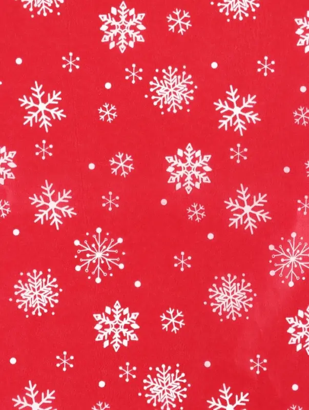 Бумага упаковочная тишью "Снежинки на красном", красная, 50 х 66 см