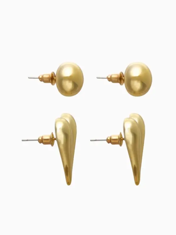 Набор серьги "Сердце" нежность, цвет золото