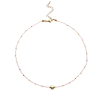 Чокер &laquo;Сердце&raquo; бусина №4, цвет розовый в золоте, 35 см