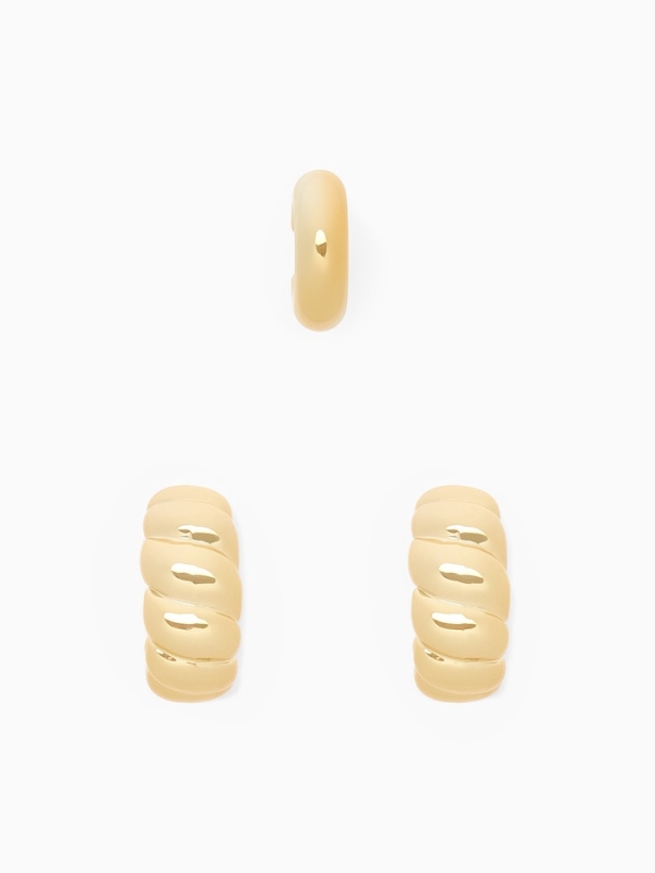 Набор серьги и каффы 3 шт. &laquo;Косичка&raquo; бублик, цвет золото