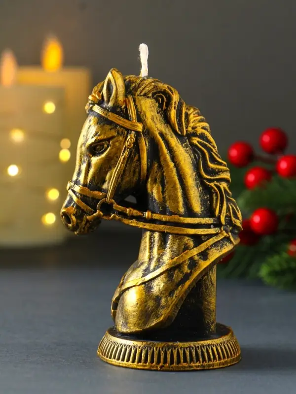 Декоративная свеча "Бюст лошади" (бронза), 131 г, 74х60х118