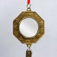 Подвеска металл "Зеркало Багуа" с узлом счастья 4,5х24 см   МИКС
