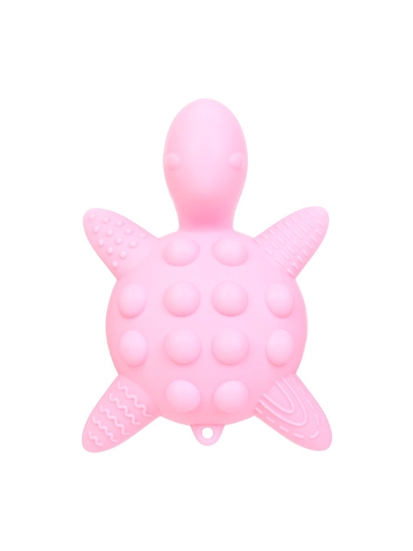 Прорезыватель силиконовый для зубов с погремушкой Крошка Я &laquo;Черепаха&raquo;, розовый