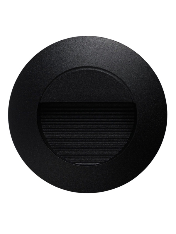 Встраиваемый светильник для лестницы, IP65, 3 Вт, 6500К, 50х50, круг, черный