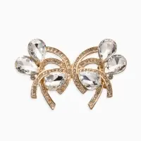 Зажим для кардигана "Ажур", капельки, цвет белый в золоте