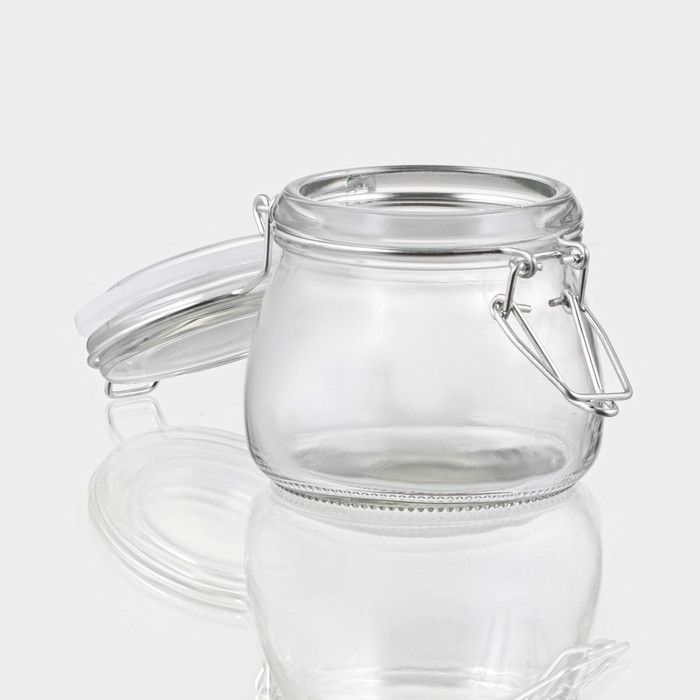 Банка стеклянная для хранения сыпучих продуктов &laquo;Оптима&raquo;, 100 мл, 9&times;7,2&times;7,5 см, с бугельным замком
