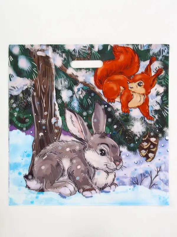 Пакет "Зимовье", полиэтиленовый с вырубной ручкой, 38х45 см, 50 мкм