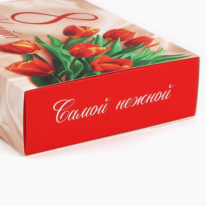 Коробка для сладостей &laquo;8 марта&raquo;, шёлк, 20 х 15 х 5 см