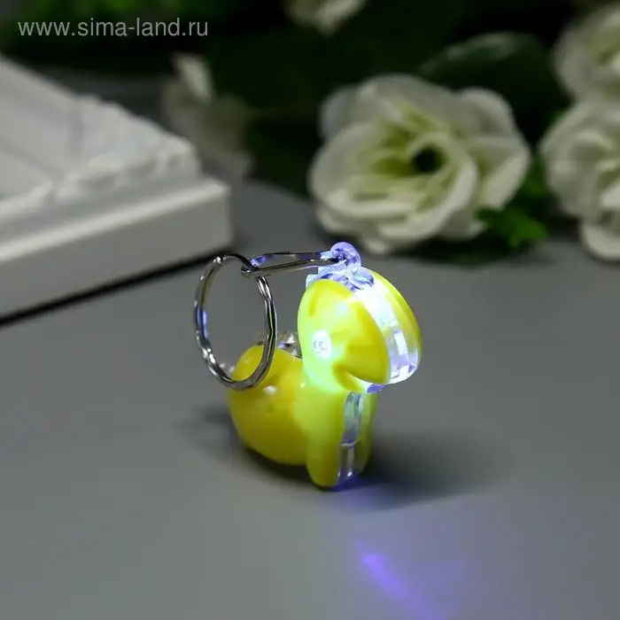 Фонарик брелок для ключей на кольце &laquo;Динозаврик-малыш&raquo;, мигает 3.5&times;2&times;3.5 см, МИКС