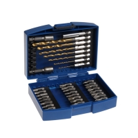 Набор сверл и бит ТУНДРА, HSS-Tin, шестигранный хвостовик, 1.5 - 6.5 мм, 34 предмета