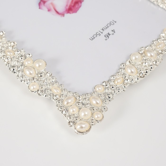 Фоторамка металл, стекло 10х15 см "Жемчужные волны" стразы 1,5х13х18 см