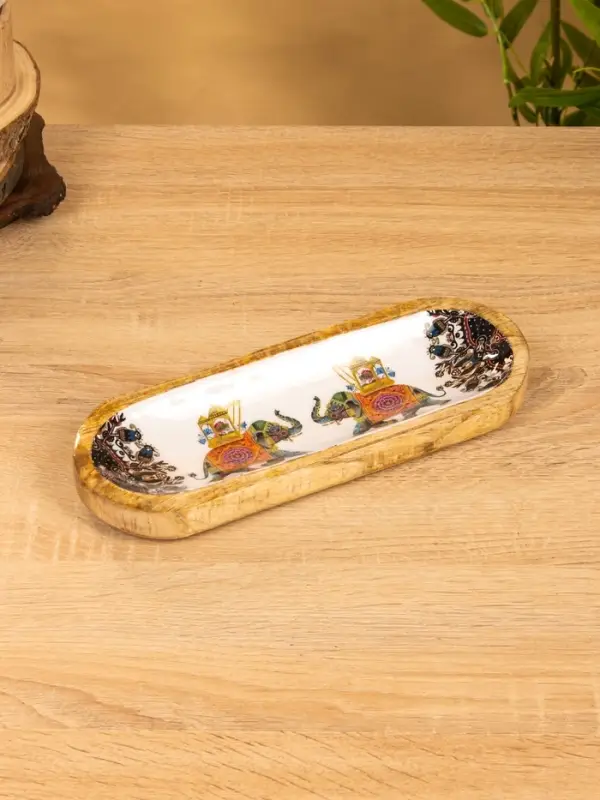 Подставка под благовония "Слоны" 28х10х3 см, манговое дерево