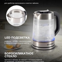 Чайник HYK-G4015 1,7л 2200Вт черный (стекло)