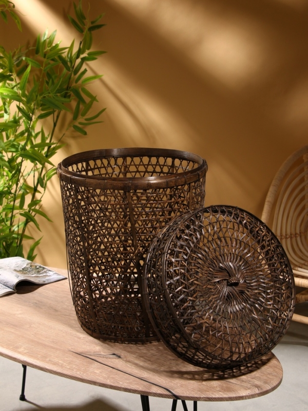 Корзина плетёная "Баскет" бамбук 39х39х50см, тёмная