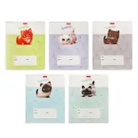 Тетрадь 12л кл "Кошарики",  на скобе, обл мел карт, скругл углы