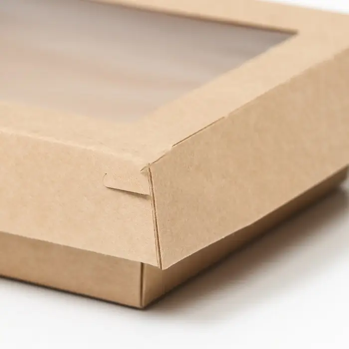 Салатник с картонной крышкой, крафт, 16&times;12&times;6.5 см, 0.5 л