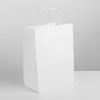 Пакет крафт без печати, круглая ручка 26&times;15&times;35 см