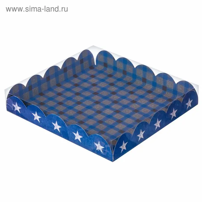 Коробка для печенья, кондитерская упаковка с пластиковой крышкой, For real man, 18 х 18 х 3 см