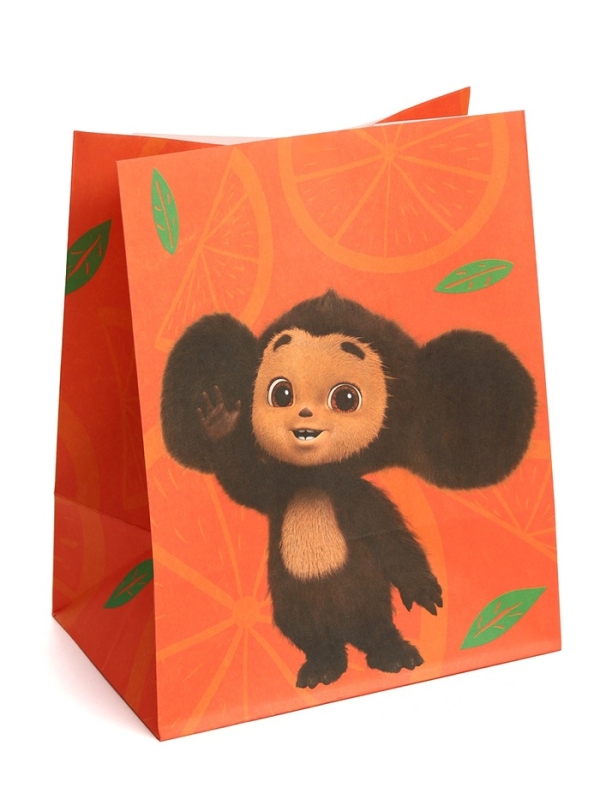 Набор крафтовых пакетов со стикерами, Чебурашка, 18х22х12 см