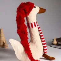 Кукла интерьерная "Гусь в длинном колпаке и полосатом шарфе" 28х11х70 см