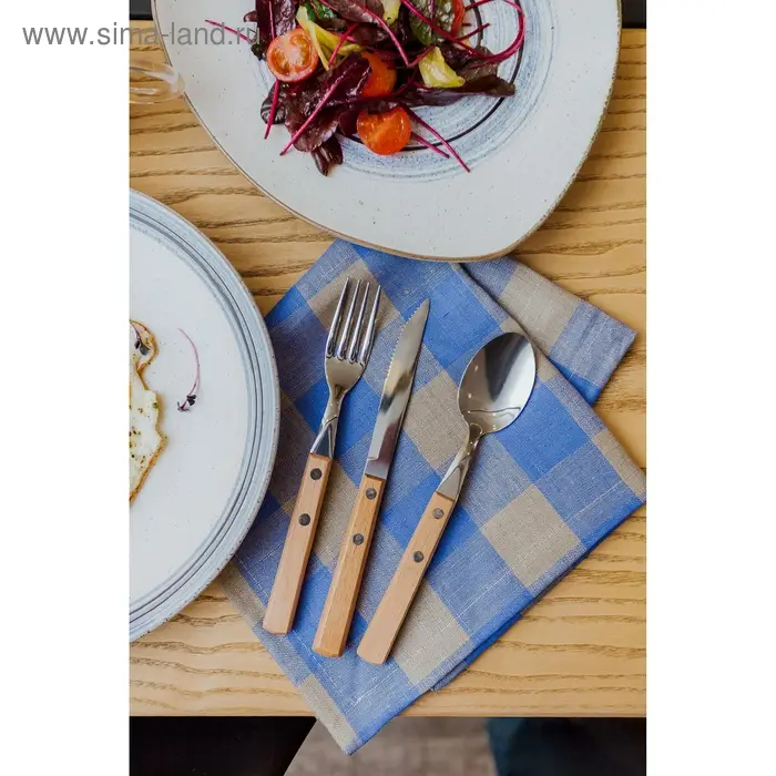 Нож столовый из нержавеющей стали &laquo;Эко-стейк&raquo;, длина 20 см, деревянная ручка