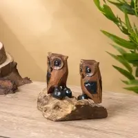 Сувенир интерьерный "Совушки" 15х9х14 см, дерево