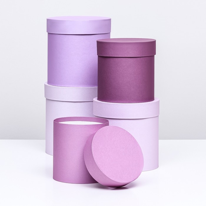 Набор круглых подарочных коробок 5 в 1 &laquo;Пудра&raquo;, 20 &times; 20 &times; 20‒13,5 &times; 13,5 &times; 13,5 см