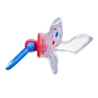 Соска - пустышка силиконовая ортодонтическая, от 12 мес., с колпачком + держатель &laquo;Зайка&raquo;, цвет синий