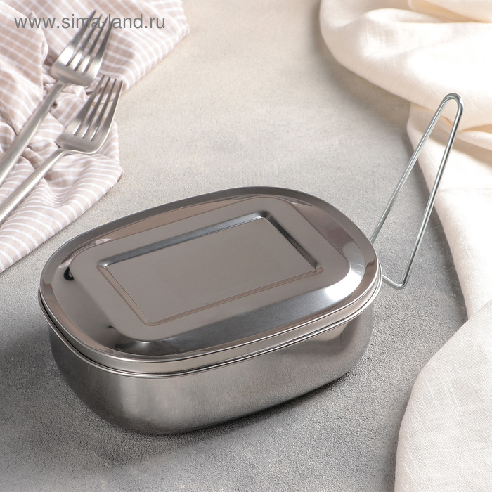 Контейнер для еды из нержавеющей стали с держателем, 17&times;13,5 см