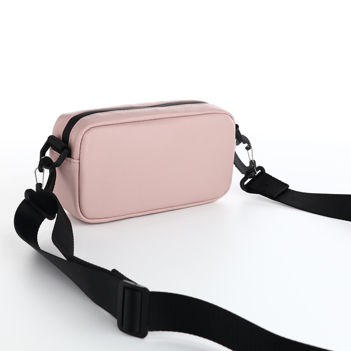 Сумка женская на молнии, TEXTURA, маленький размер, длинный ремень, цвет розовый