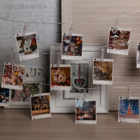 Гирлянда &laquo;Нить&raquo; 4.5 м с насадками &laquo;Прищепки&raquo;, IP20, прозрачная нить, 20 LED, свечение тёплое белое, 220 В