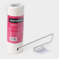 Салфетки в рулоне многоразовые безворсовые в наборе с держателем Доляна, 50 шт, 25&times;25 см, цвет белый