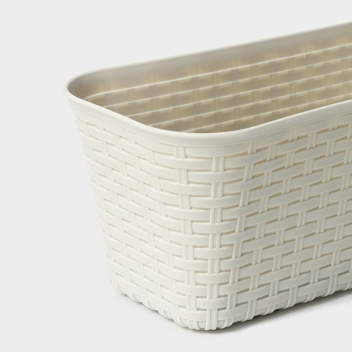 Ящик балконный &laquo;Ротанг&raquo;, 38,5 см, цвет белый