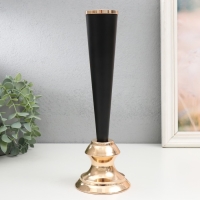 Подсвечник металл на 1 свечу "Эвиан" d=1,5 см чёрный с золотом 9х28 см