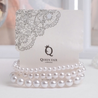 Браслет 3 ряда &laquo;Жемчужина&raquo; шар № 4,5,6, цвет белый, d=7 см