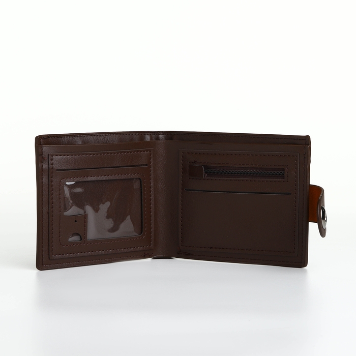 Портмоне мужское на магните, отдел для карт, монет, цвет коричневый