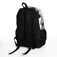 Рюкзак школьный из текстиля на молнии, 3 кармана, цвет чёрный/серый