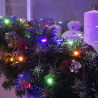 Гирлянда &laquo;Нить&raquo; 10 м, IP44, УМС, тёмная нить, 72 SMD-LED, свечение мульти, 220 В