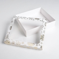 Коробка подарочная новогодняя складная &laquo;Снежинки&raquo;, 23.5 х 20.5 х 5.5 см, Новый год