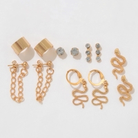 Новый год! Символ года 2025! Серьги набор 6 пар &laquo;Тренд&raquo; змеи, цвет золото