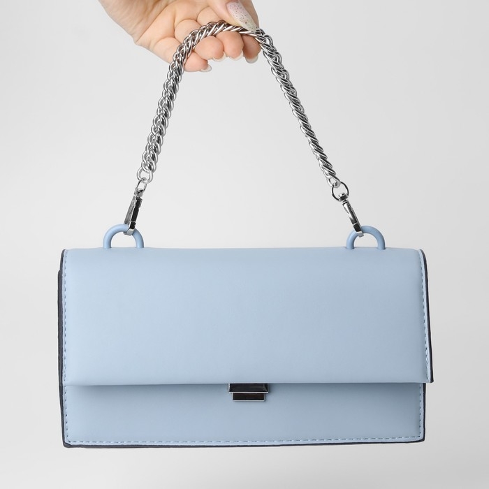 Цепочка для сумки, с карабинами, металлическая, плоская, плотное плетение, 15 × 10 мм, 30 см, цвет серебряный Цепочка для сумки, с карабинами, металлическая, плоская, плотное плетение, 15 × 10 мм, 30 см, цвет серебряный